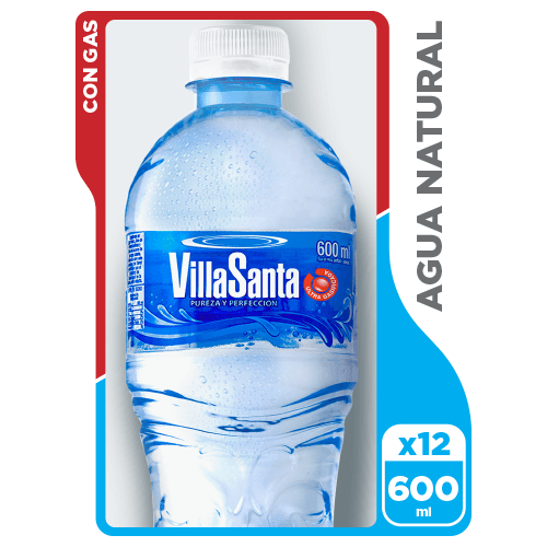 Agua Natural VillaSanta con Gas 600 Ml. - 12 Pack