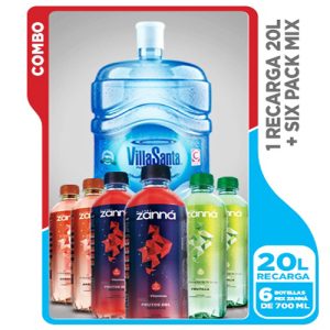 Combo Recarga 20 Litros Agua VillaSanta+ 1 Pack Zanná Mix